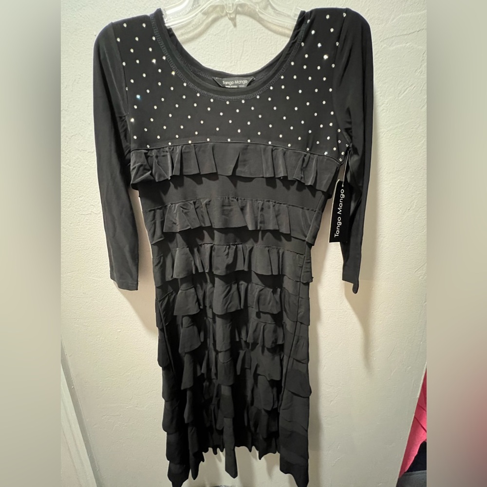 XS Bling-Tango Mango Ruffle Dress NWT Embellished shiny sparkles